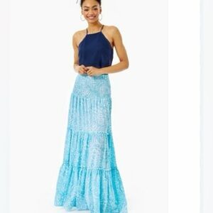 Lilly Pulitzer, Hanalei skirt, Succulent Blue, size L excellent condition